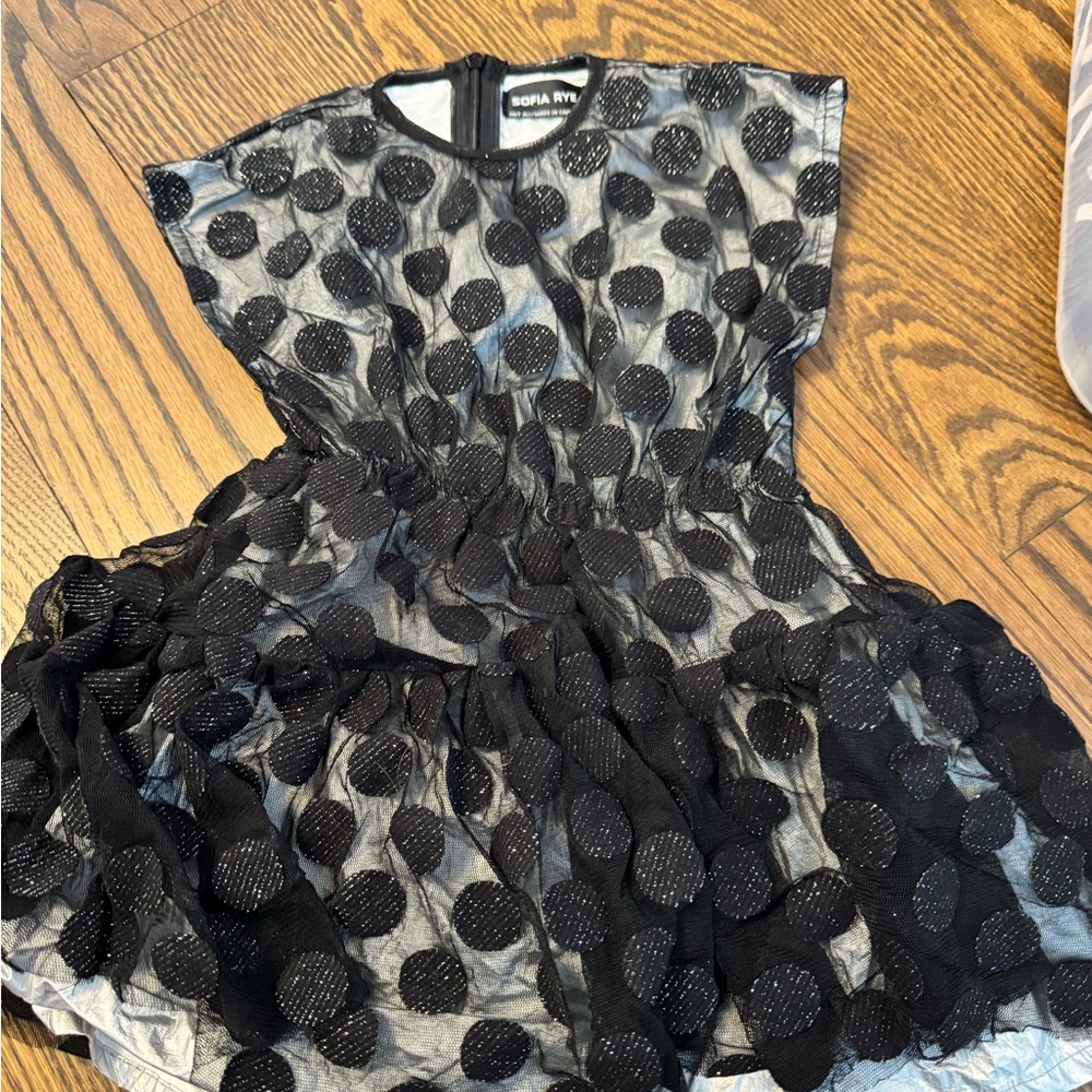 Sofia  Rye Black Textured Dot Dress
